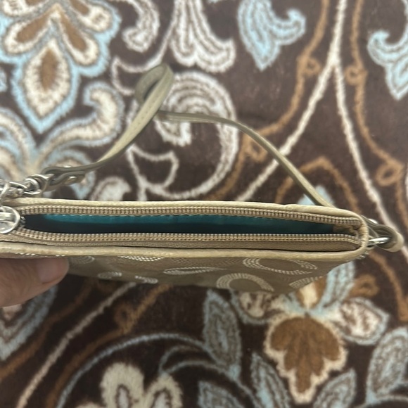 Coach Tan and Cream Wristlet with Textured Leather - Picture 4 of 9